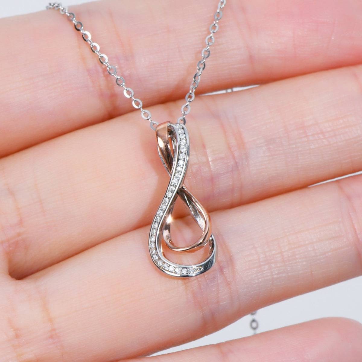 925 Sterling Silver Inlaid Moissanite Infinity Pendant Necklace - Siennasass