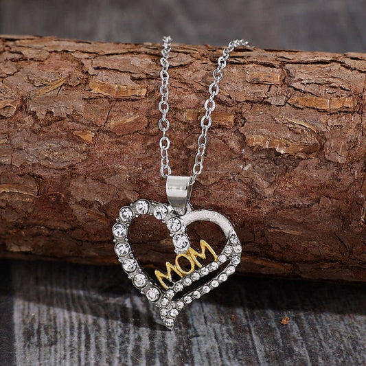 Alloy Inlaid Zircon Heart Pendant Necklace - Siennasass