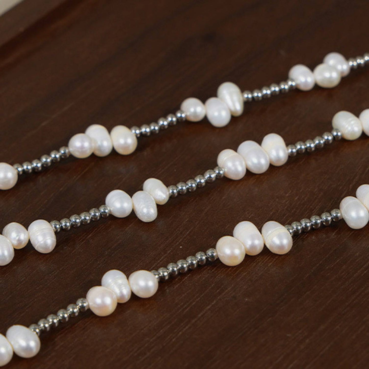 Freshwater Pearl Titanium Steel Bead Necklace - Siennasass