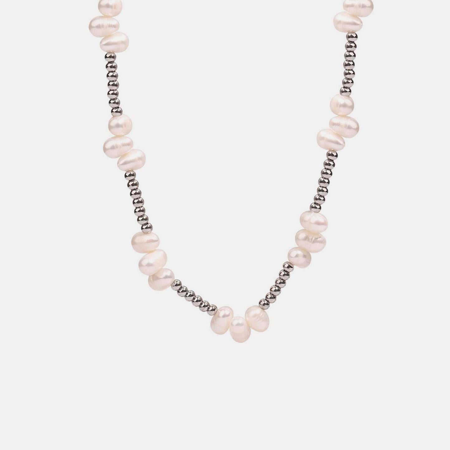 Freshwater Pearl Titanium Steel Bead Necklace - Siennasass