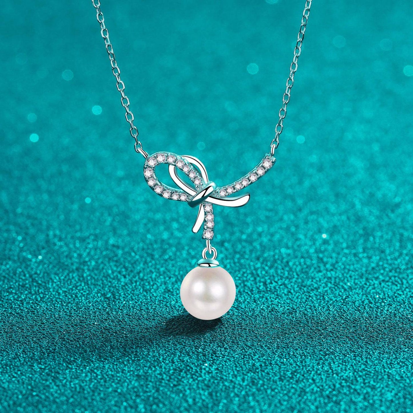 Natural Pearl Pendant Moissanite 925 Sterling Silver Necklace - Siennasass