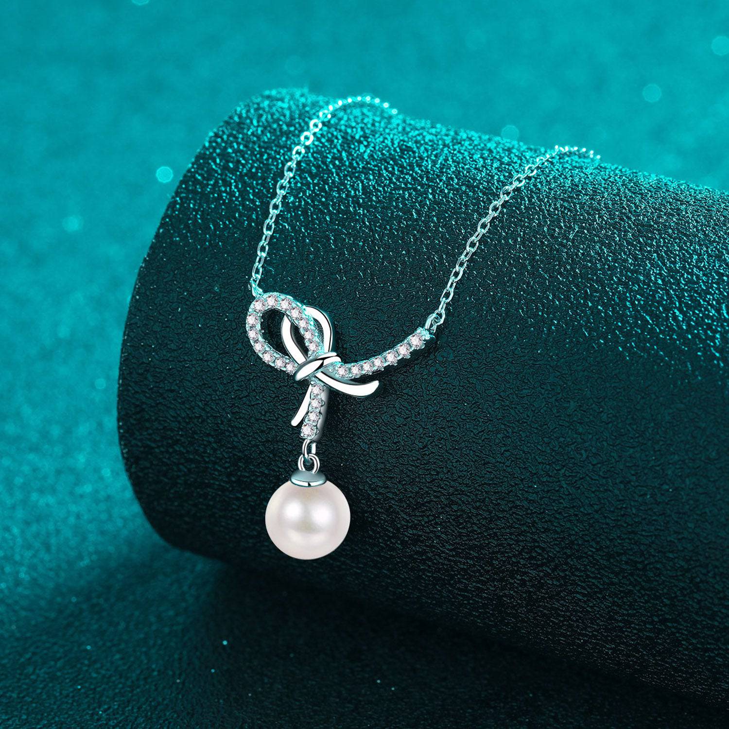 Natural Pearl Pendant Moissanite 925 Sterling Silver Necklace - Siennasass