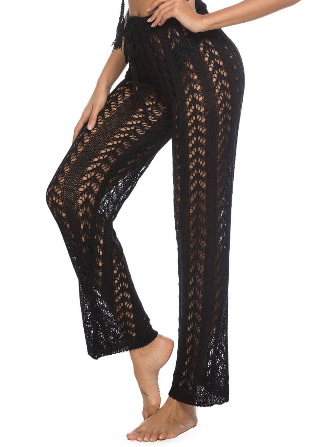 Cutout Drawstring High Waist Swim Pants - Siennasass