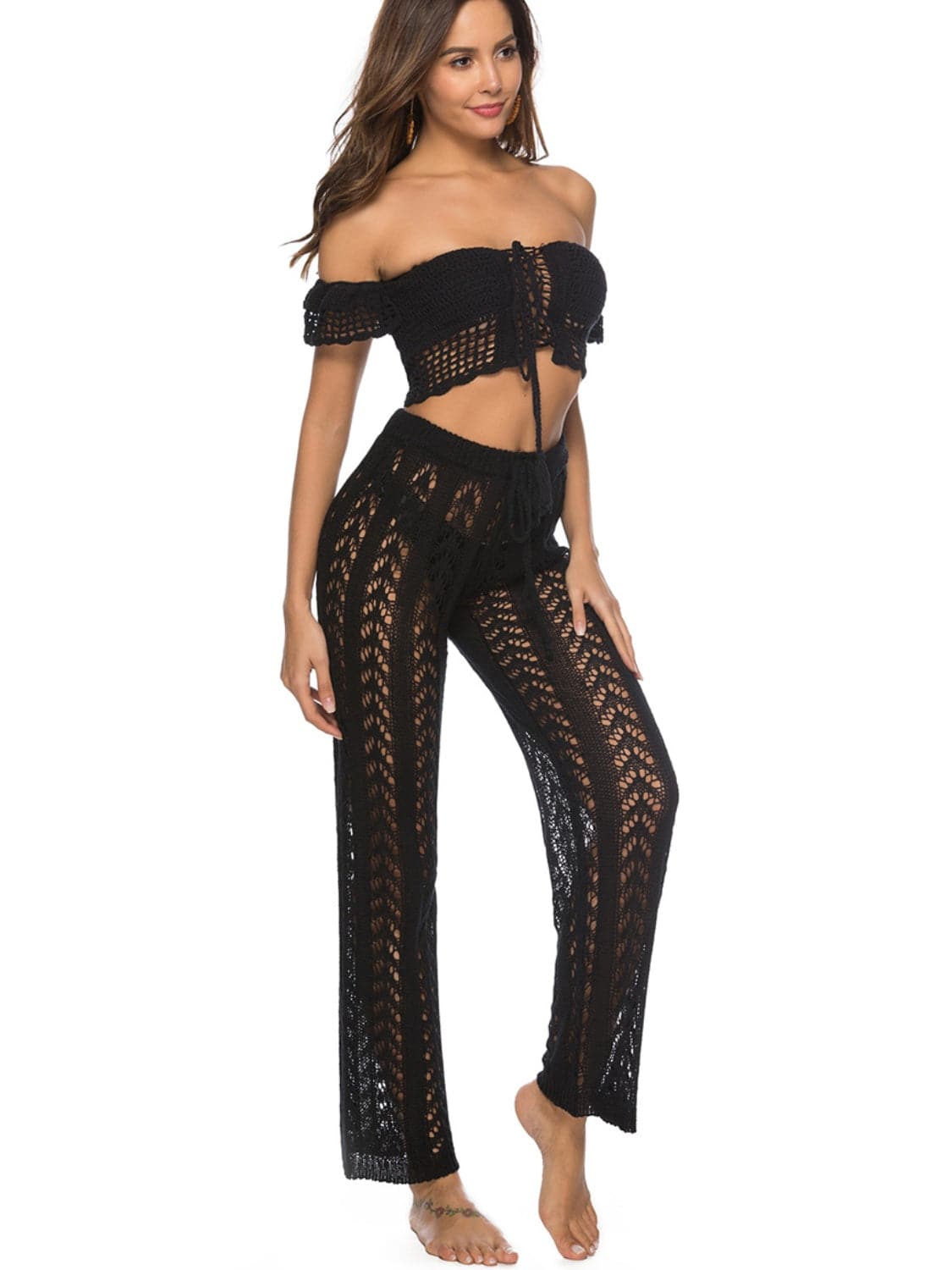 Cutout Drawstring High Waist Swim Pants - Siennasass