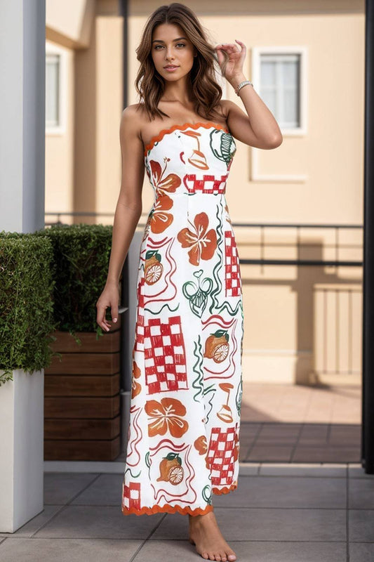 Printed Tube Maxi Dress