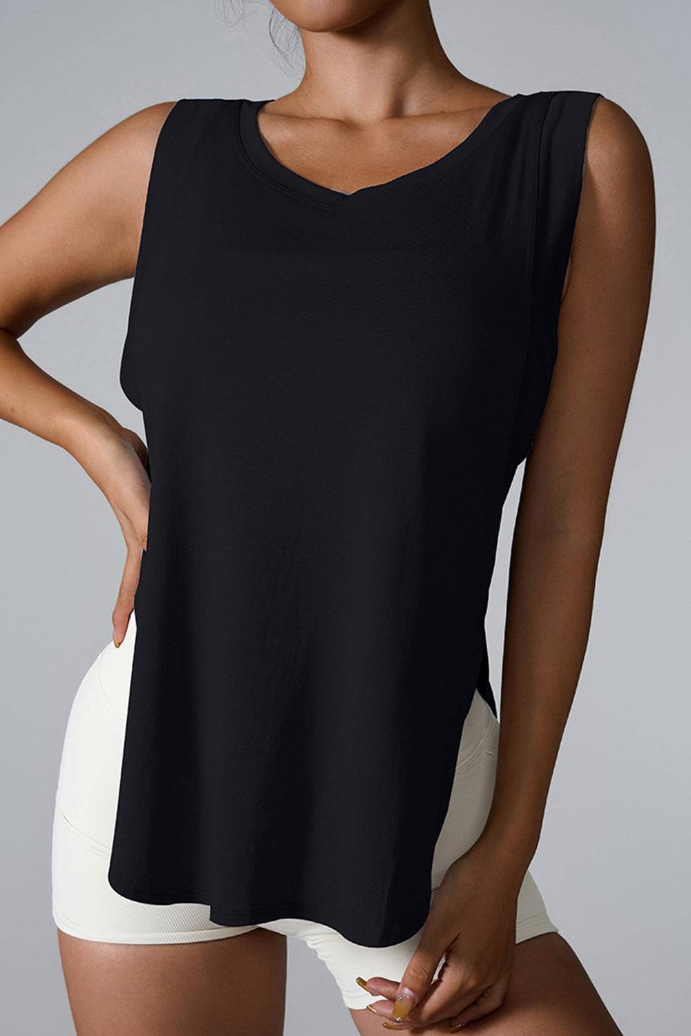 Slit Round Neck Active Tank - Siennasass