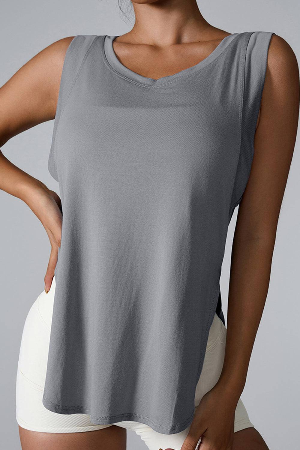 Slit Round Neck Active Tank - Siennasass