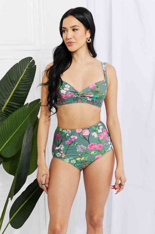 Marina West Swim Take A Dip Twist High-Rise Bikini in Sage - Siennasass