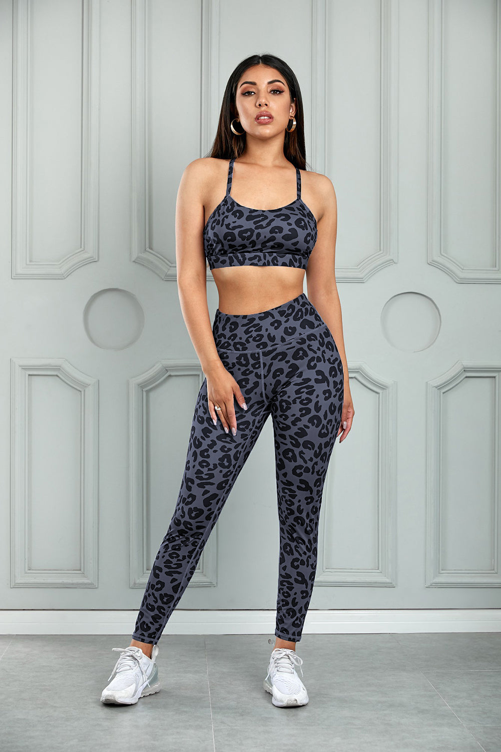 Leopard Cutout Sports Bra and Leggings Set - Siennasass