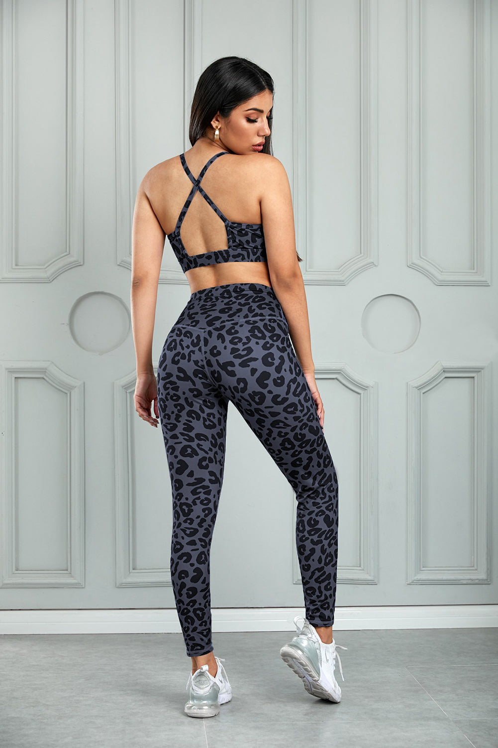 Leopard Cutout Sports Bra and Leggings Set - Siennasass