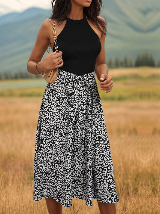 Leopard Halter Neck Midi Dress - Siennasass